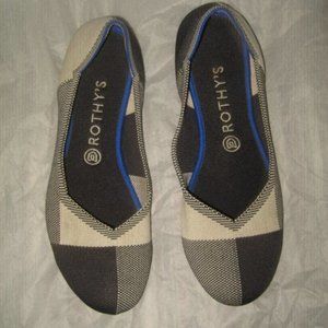 ❤️Size 10 ROTHY'S VEGAN Round Toe Ballet Flats Shoes Black / White